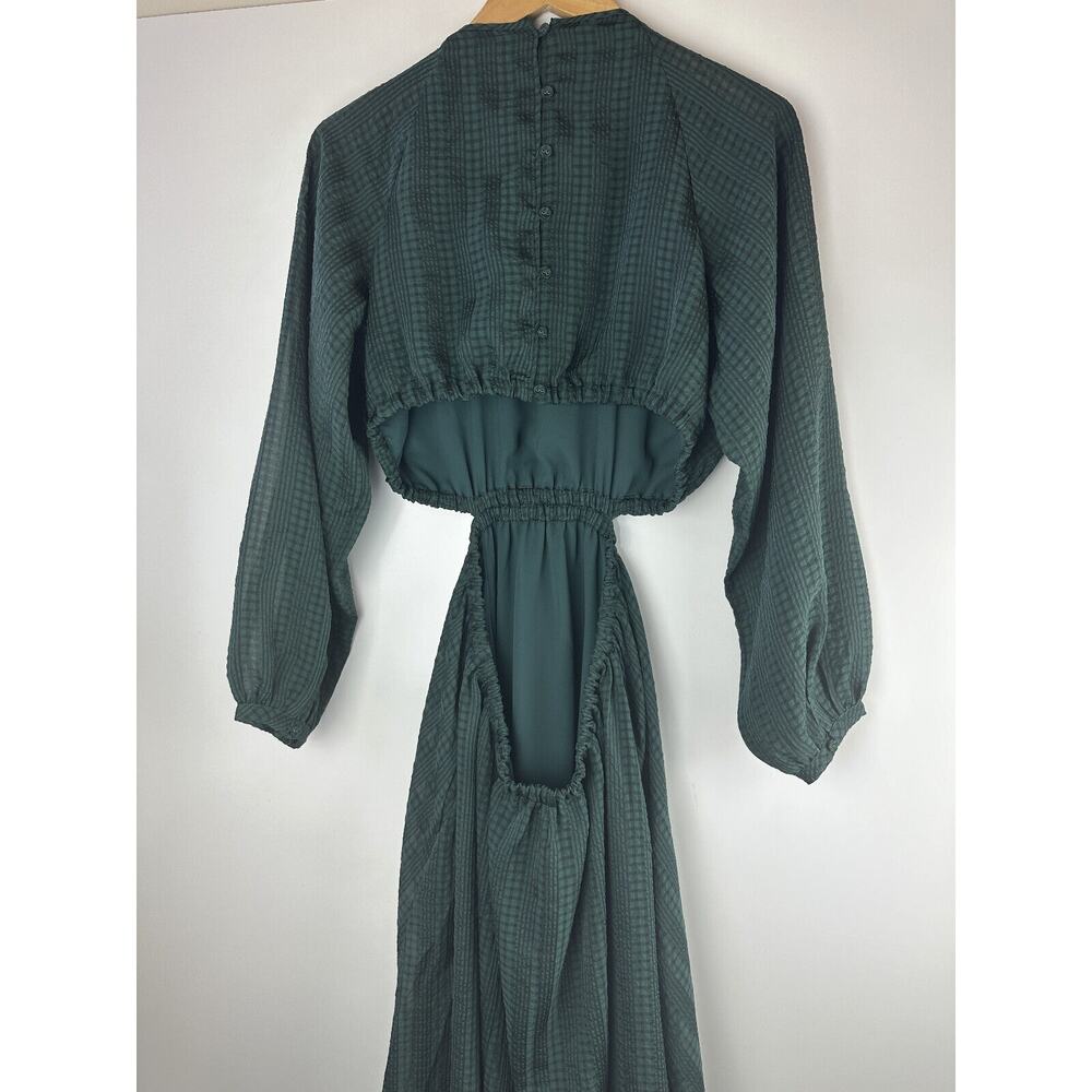 Madewell Long Sleeve Cutout Midi Dress Smoky Spruce Green Black Women's Medium - Picture 7 of 16